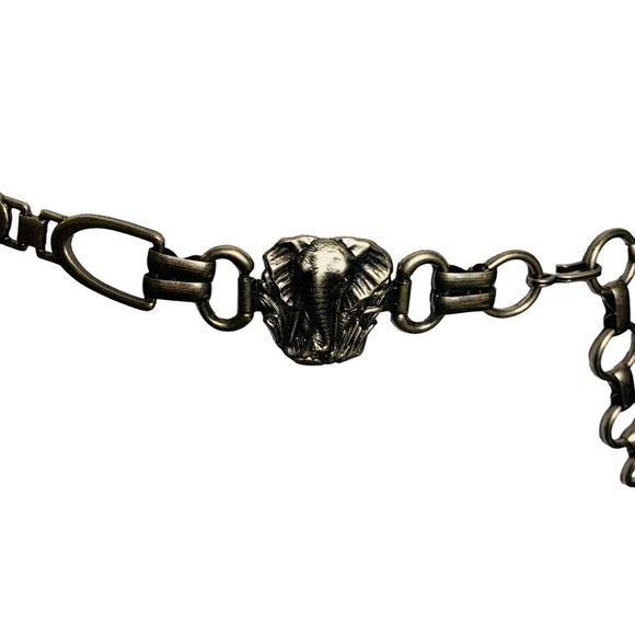 Elephant Western Boho Chain Link Belt VTG 80s Silver Concho Style Body Accessory main image 8